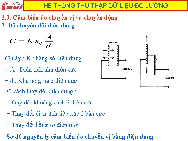 HỆ THỐNG THU THẬP DỮ LIỆU ĐO LƯỜNG 2. 3. Cảm biến đo chuyển