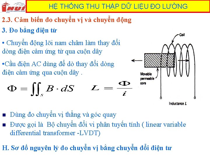 HỆ THỐNG THU THẬP DỮ LIỆU ĐO LƯỜNG 2. 3. Cảm biến đo chuyển