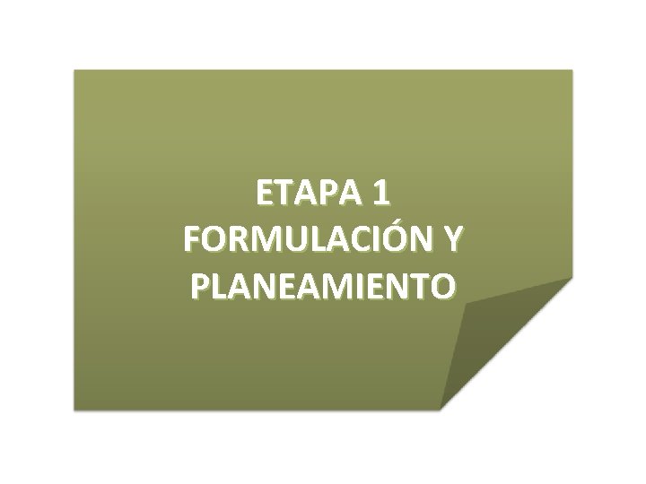 ETAPA 1 FORMULACIÓN Y PLANEAMIENTO 