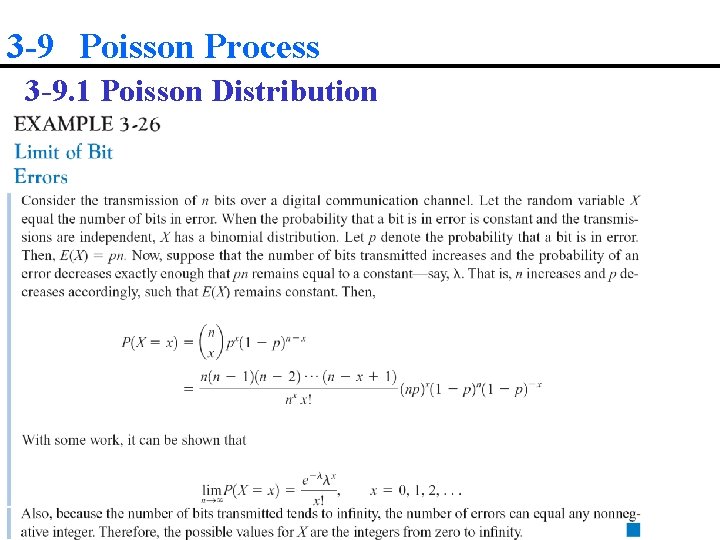 3 -9 Poisson Process 3 -9. 1 Poisson Distribution 