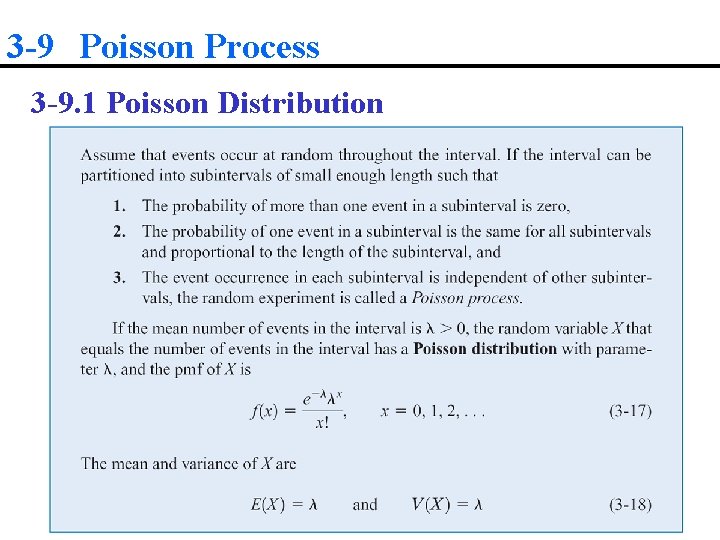 3 -9 Poisson Process 3 -9. 1 Poisson Distribution 