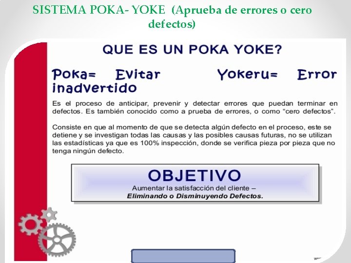 SISTEMA POKA- YOKE (Aprueba de errores o cero defectos) 