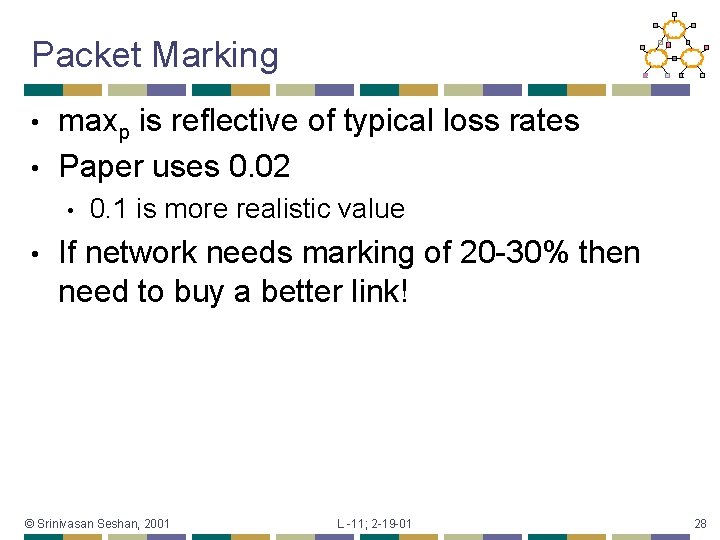 Packet Marking maxp is reflective of typical loss rates • Paper uses 0. 02