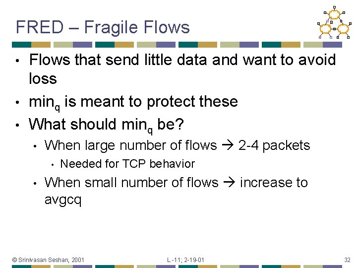 FRED – Fragile Flows that send little data and want to avoid loss •