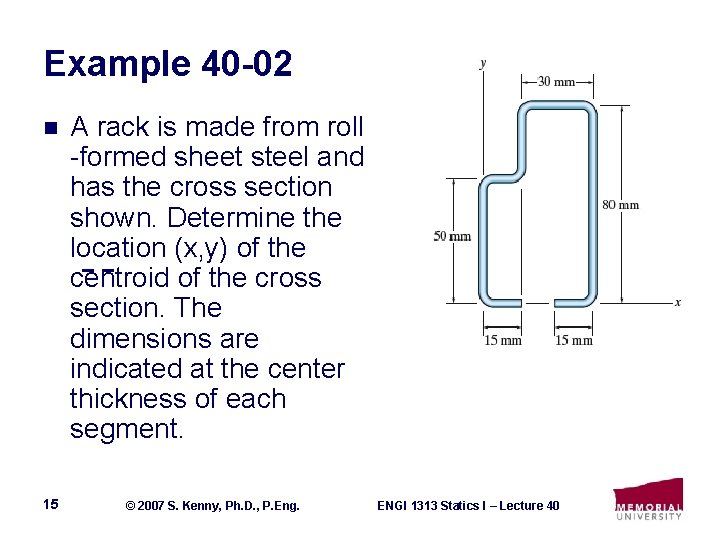Example 40 -02 n 15 A rack is made from roll -formed sheet steel