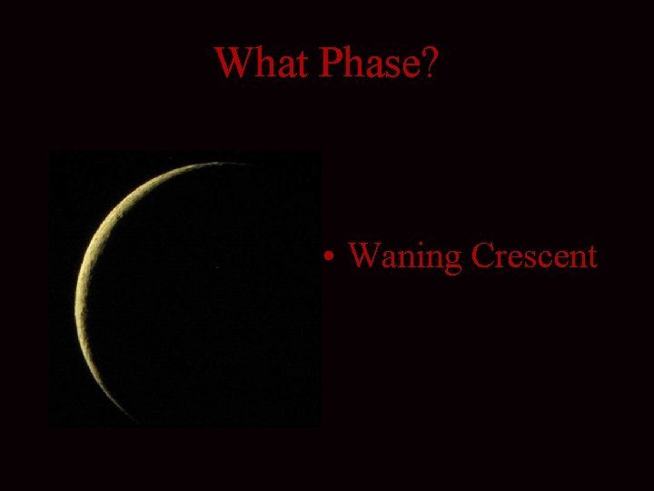 What Phase? • Waning Crescent 