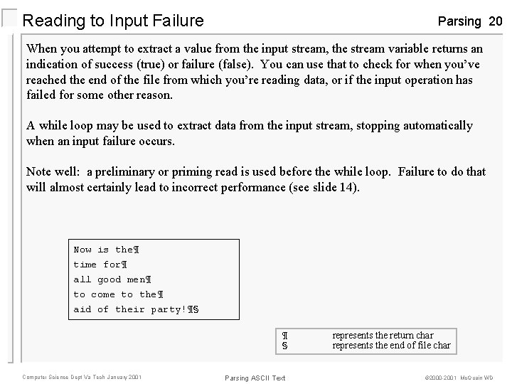 Reading to Input Failure Parsing 20 When you attempt to extract a value from