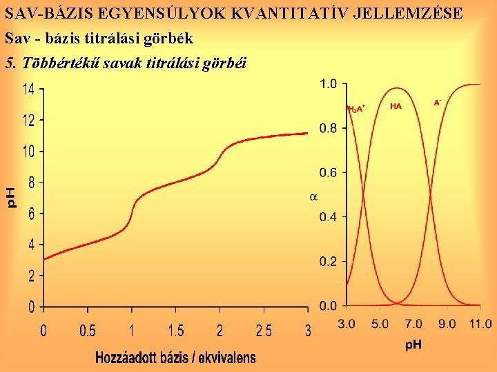 SAV-BÁZIS EGYENSÚLYOK KVANTITATÍV JELLEMZÉSE Sav - bázis titrálási görbék 5. Többértékű savak titrálási görbéi