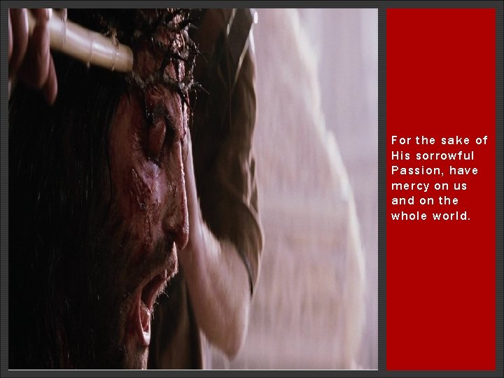 For the sake of His sorrowful Passion, have mercy on us and on the For the sake of His sorrowful Passion, have mercy on us and on the