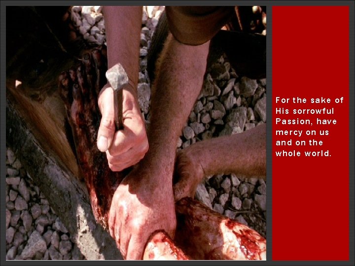 For the sake of His sorrowful Passion, have mercy on us and on the For the sake of His sorrowful Passion, have mercy on us and on the