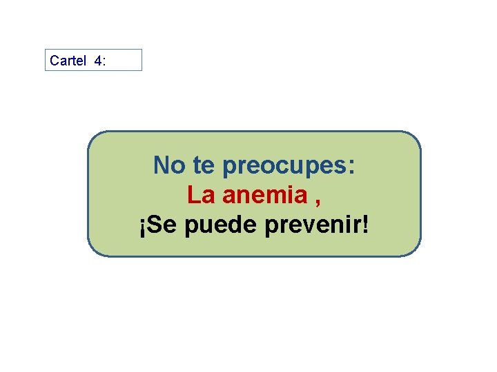 Cartel 4: 4 No te preocupes: La anemia , ¡Se puede prevenir! 