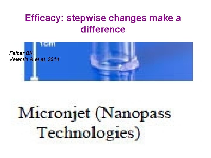 Efficacy: stepwise changes make a difference Felber BK, Velantin A et al, 2014 