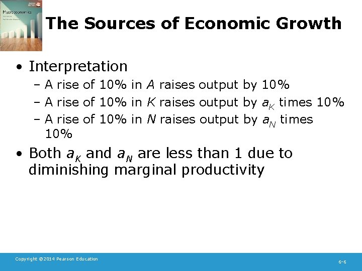 The Sources of Economic Growth • Interpretation – A rise of 10% in A