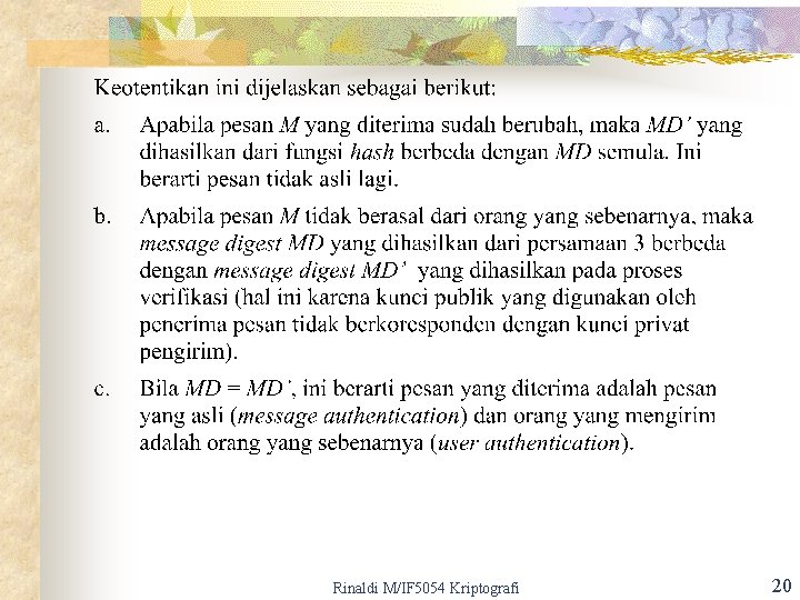 Rinaldi M/IF 5054 Kriptografi 20 