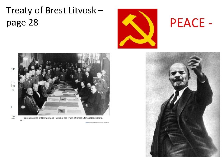 Treaty of Brest Litvosk – page 28 PEACE - 