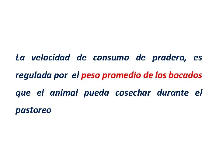 La velocidad de consumo de pradera, es regulada por el peso promedio de los