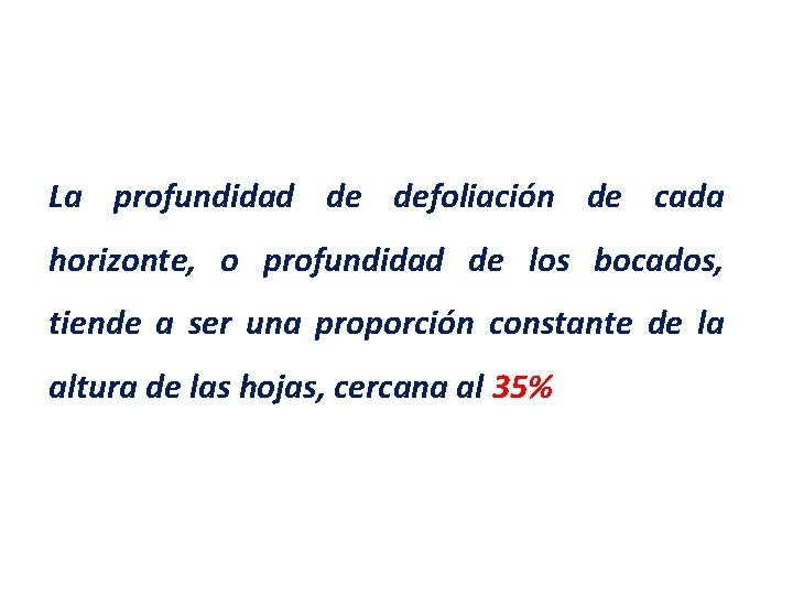 La profundidad de defoliación de cada horizonte, o profundidad de los bocados, tiende a