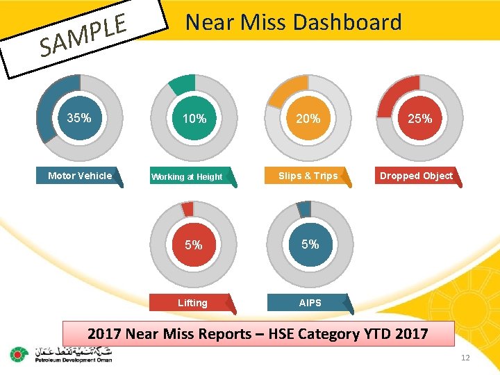 E L P M Near Miss Dashboard 35% 10% SA Motor Vehicle Working at