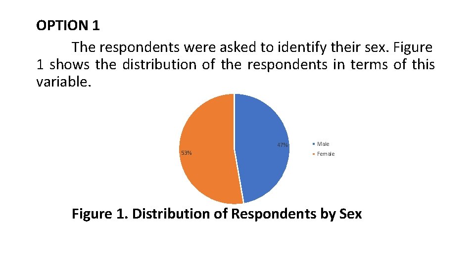 OPTION 1 The respondents were asked to identify their sex. Figure 1 shows the