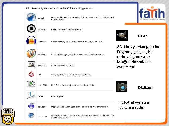 Gimp GNU Image Manipulation Program, gelişmiş bir resim oluşturma ve fotoğraf düzenleme yazılımıdır. Digikam
