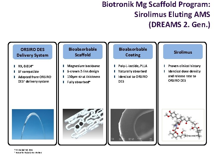 Biotronik Mg Scaffold Program: Sirolimus Eluting AMS (DREAMS 2. Gen. ) Bioabsorbable Scaffold Bioabsorbable