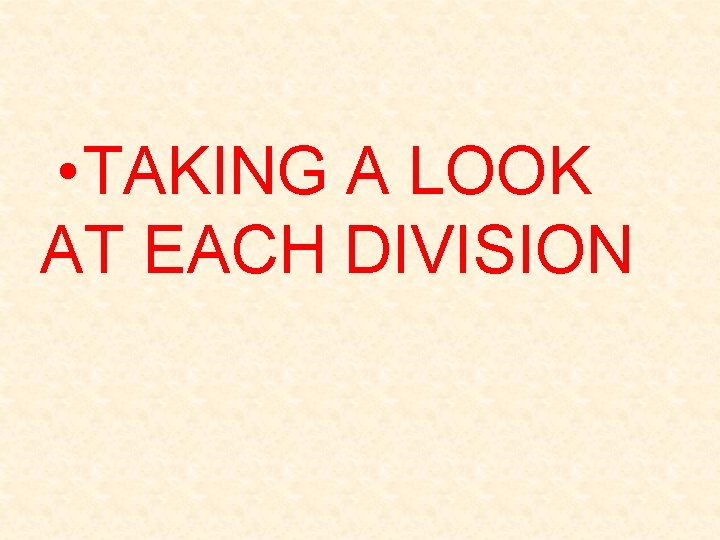  • TAKING A LOOK AT EACH DIVISION 