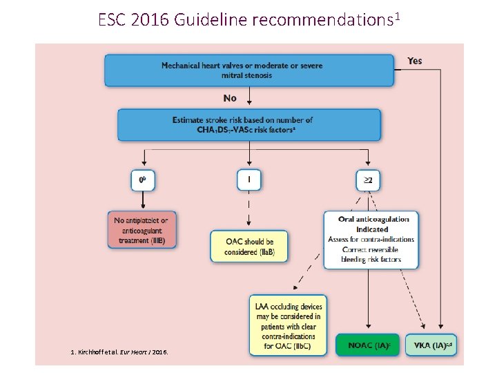 ESC 2016 Guideline recommendations 1 1. Kirchhoff et al. Eur Heart J 2016. 