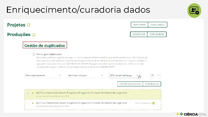 Enriquecimento/curadoria dados 