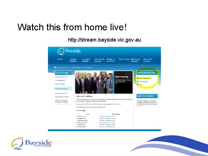 Watch this from home live! http: //stream. bayside. vic. gov. au 