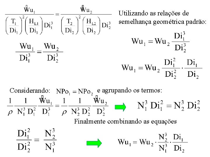 Utilizando as relações de semelhança geométrica padrão: Considerando: e agrupando os termos: Finalmente combinando