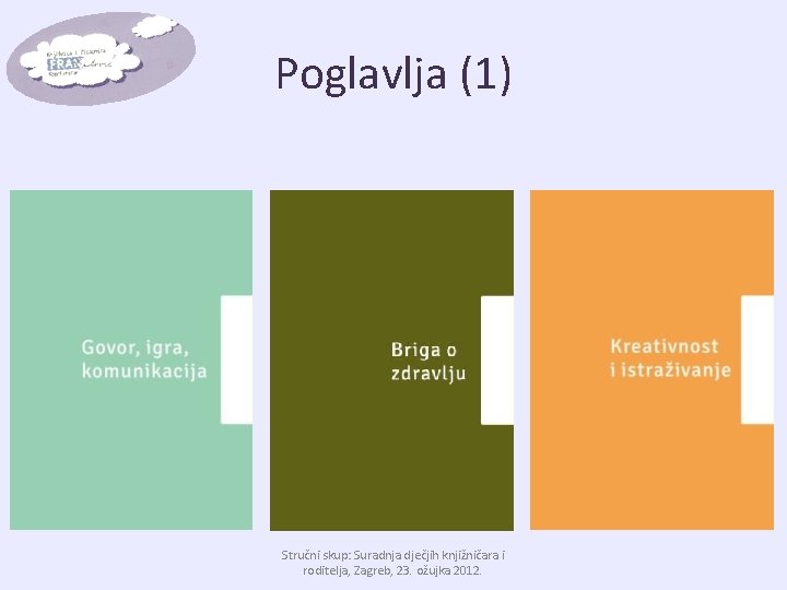 Poglavlja (1) Stručni skup: Suradnja dječjih knjižničara i roditelja, Zagreb, 23. ožujka 2012. 