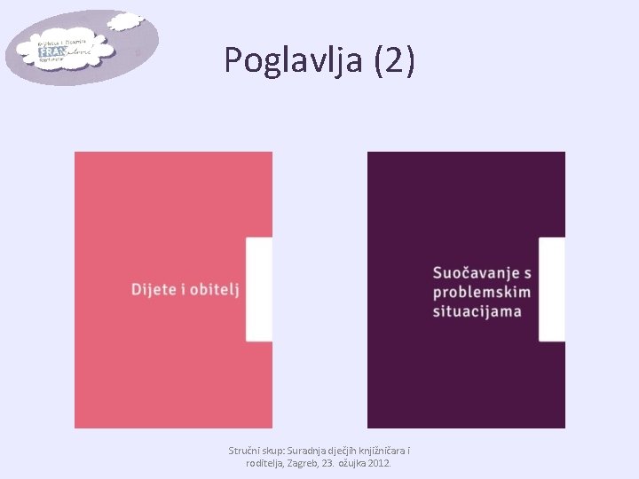Poglavlja (2) Stručni skup: Suradnja dječjih knjižničara i roditelja, Zagreb, 23. ožujka 2012. 