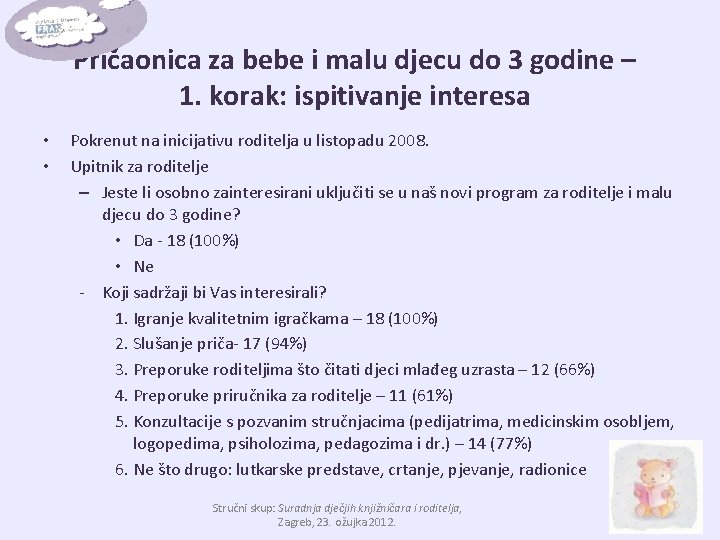 Pričaonica za bebe i malu djecu do 3 godine – 1. korak: ispitivanje interesa