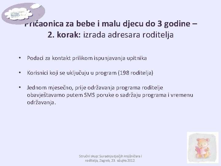 Pričaonica za bebe i malu djecu do 3 godine – 2. korak: izrada adresara