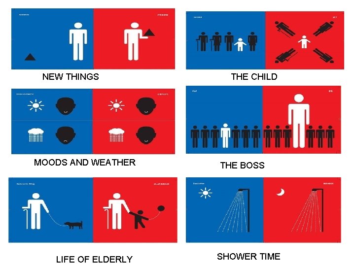 NEW THINGS MOODS AND WEATHER LIFE OF ELDERLY THE CHILD THE BOSS SHOWER TIME