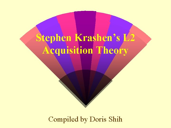 Stephen Krashen’s L 2 Acquisition Theory Compiled by Doris Shih 