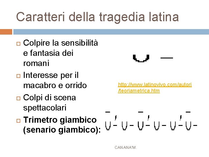 Caratteri della tragedia latina Colpire la sensibilità e fantasia dei romani Interesse per il