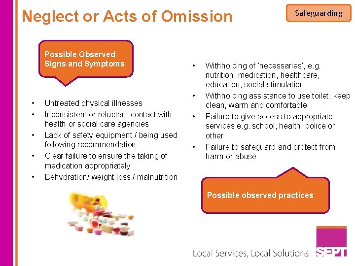 Neglect or Acts of Omission Possible Observed Signs and Symptoms • • • Untreated