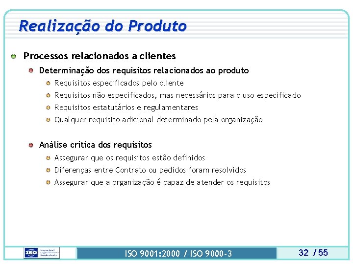 Realização do Produto Processos relacionados a clientes Determinação dos requisitos relacionados ao produto Requisitos