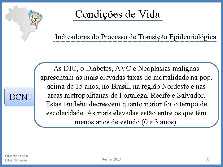 Condições de Vida Indicadores do Processo de Transição Epidemiológica As DIC, o Diabetes, AVC