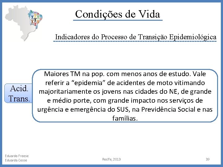 Condições de Vida Indicadores do Processo de Transição Epidemiológica Maiores TM na pop. com