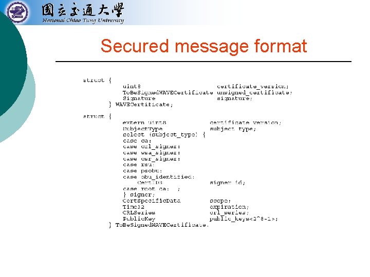 Secured message format 