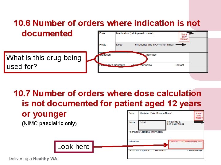 10. 6 Number of orders where indication is not documented What is this drug 10. 6 Number of orders where indication is not documented What is this drug