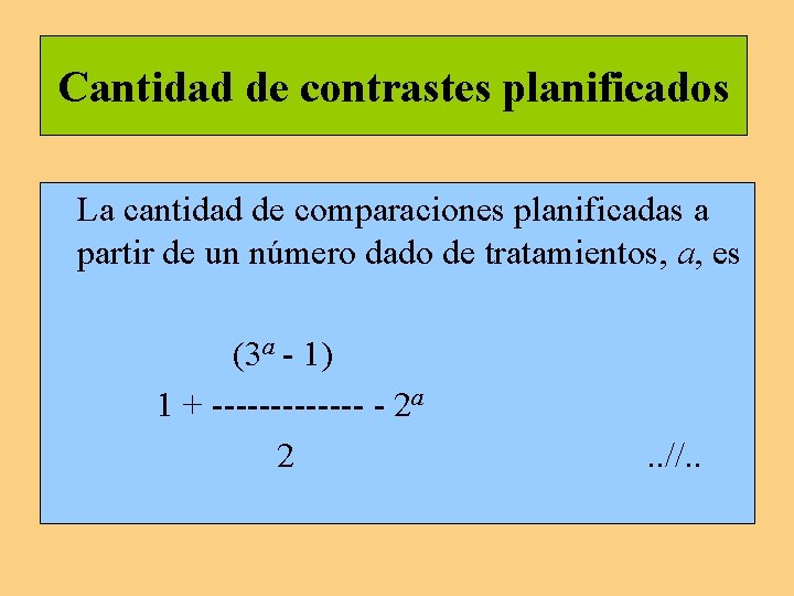 Cantidad de contrastes planificados La cantidad de comparaciones planificadas a partir de un número Cantidad de contrastes planificados La cantidad de comparaciones planificadas a partir de un número