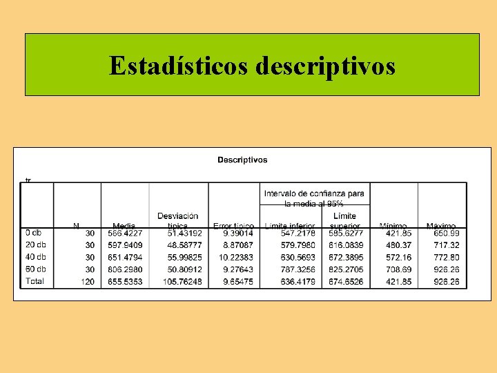Estadísticos descriptivos Estadísticos descriptivos