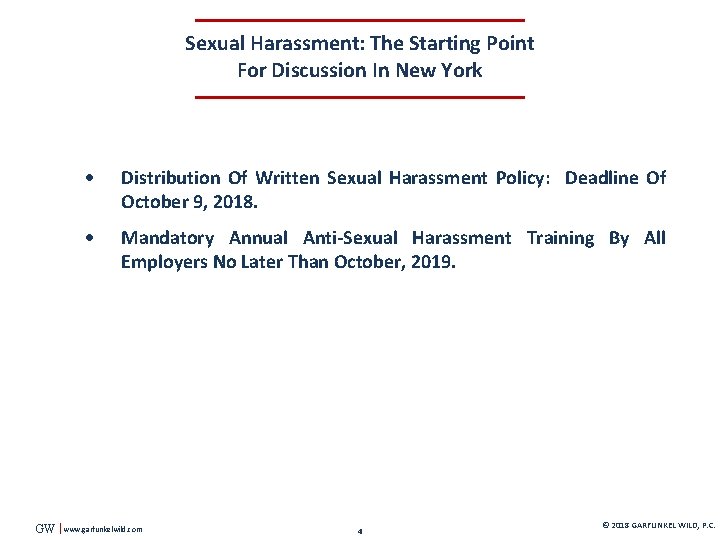 Sexual Harassment: The Starting Point For Discussion In New York GW Distribution Of Written
