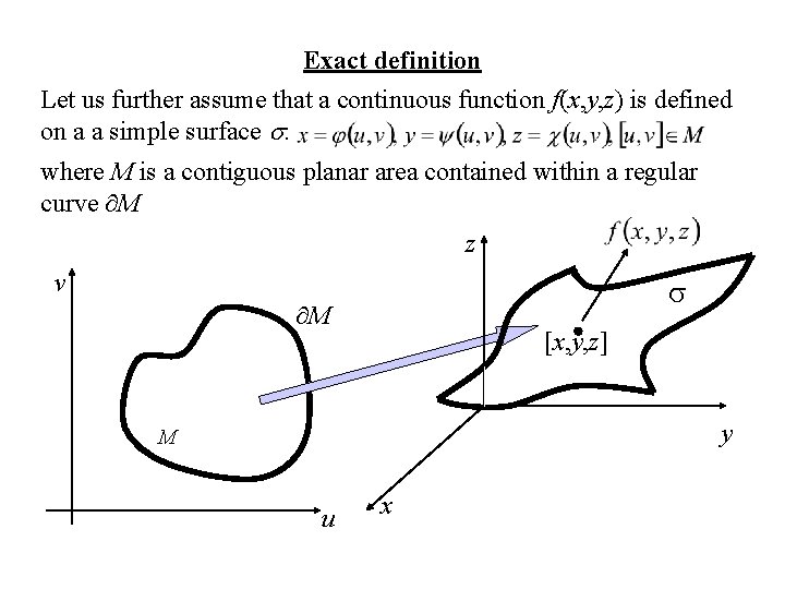 Exact definition Let us further assume that a continuous function f(x, y, z) is