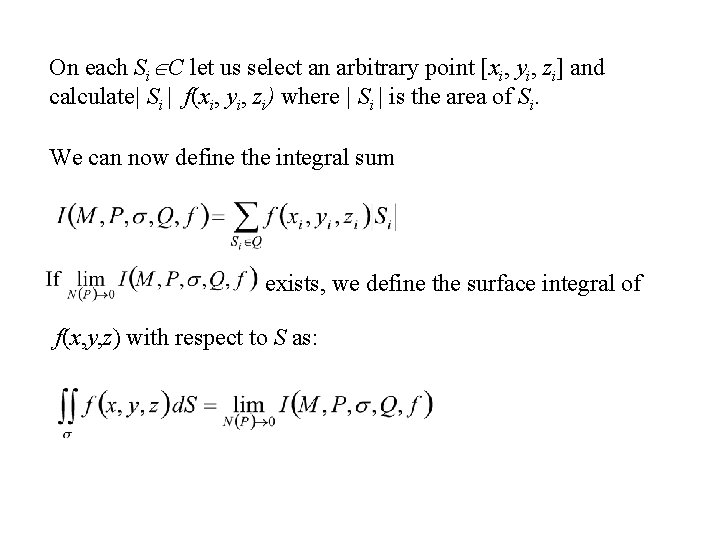 On each Si C let us select an arbitrary point [xi, yi, zi] and
