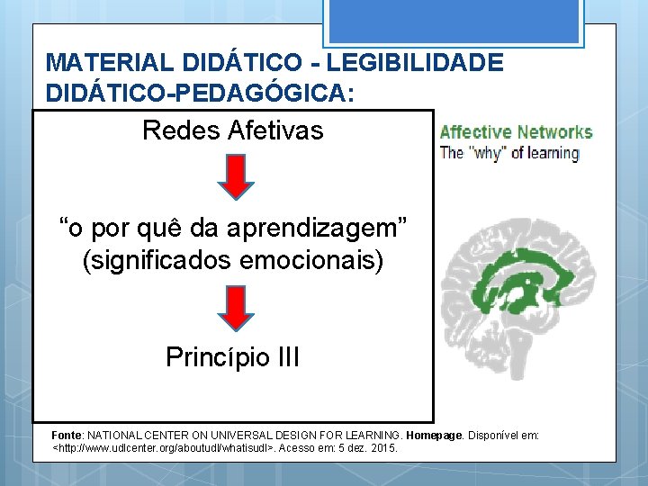 MATERIAL DIDÁTICO - LEGIBILIDADE DIDÁTICO-PEDAGÓGICA: Redes Afetivas “o por quê da aprendizagem” (significados emocionais)