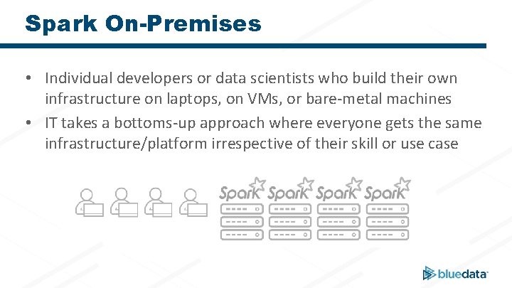 Spark On-Premises • Individual developers or data scientists who build their own infrastructure on